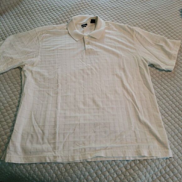 Van Heusen Studio Mens Polo Shirt Short Sleeve Big & Tall Off White Check XXL 2X - Picture 11 of 16